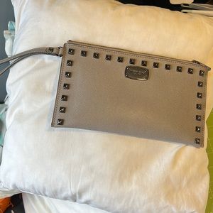 Michael Kors grey studded clutch